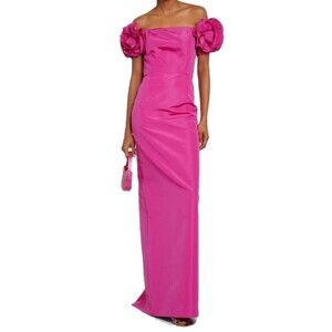 $4990 Carolina Herrera Women's Off-Shoulder Silk Gown Maxi Dress Begonia Size 4